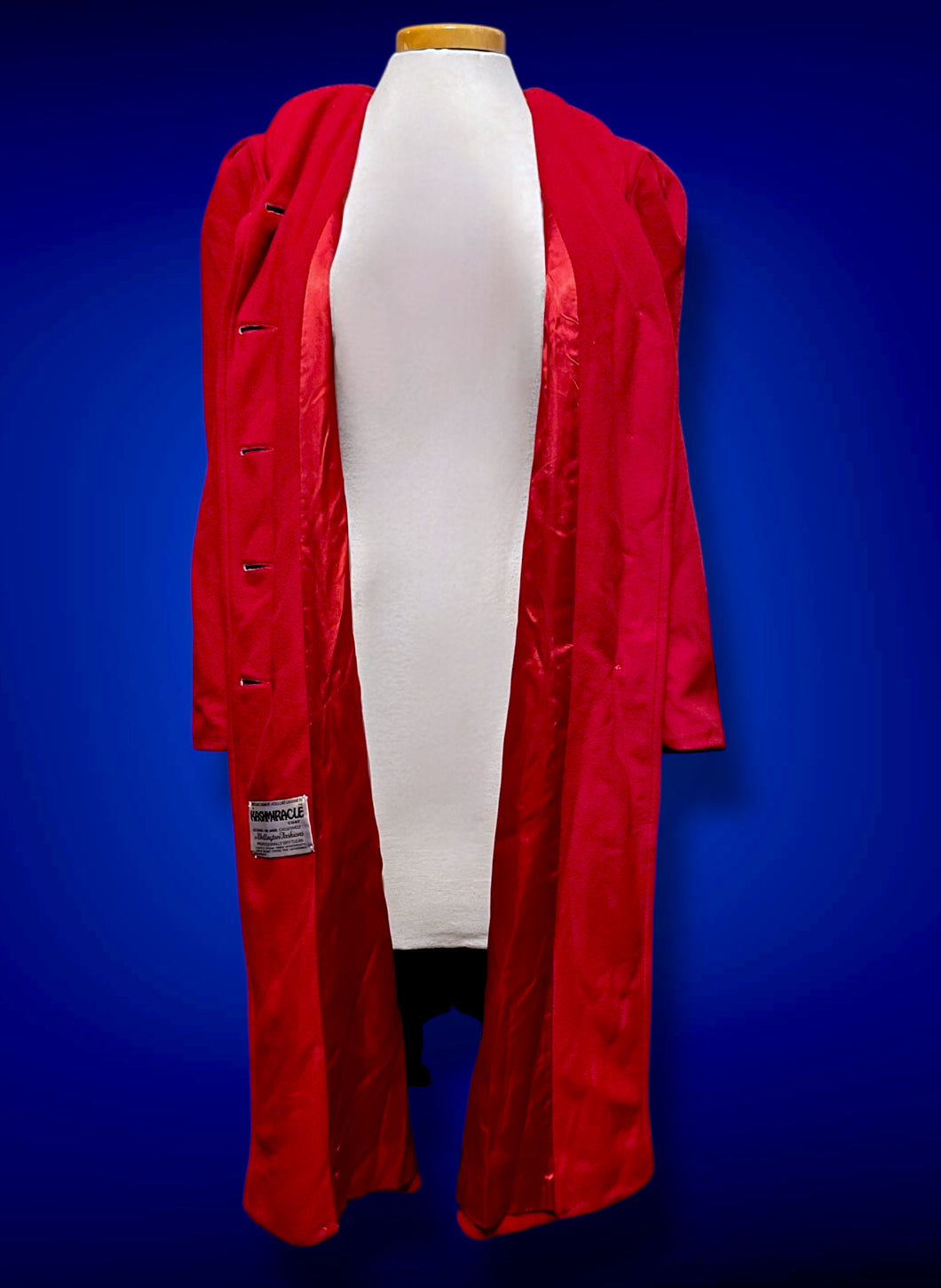 1960’s Red Faux Cashmere Long Wellington Overcoat