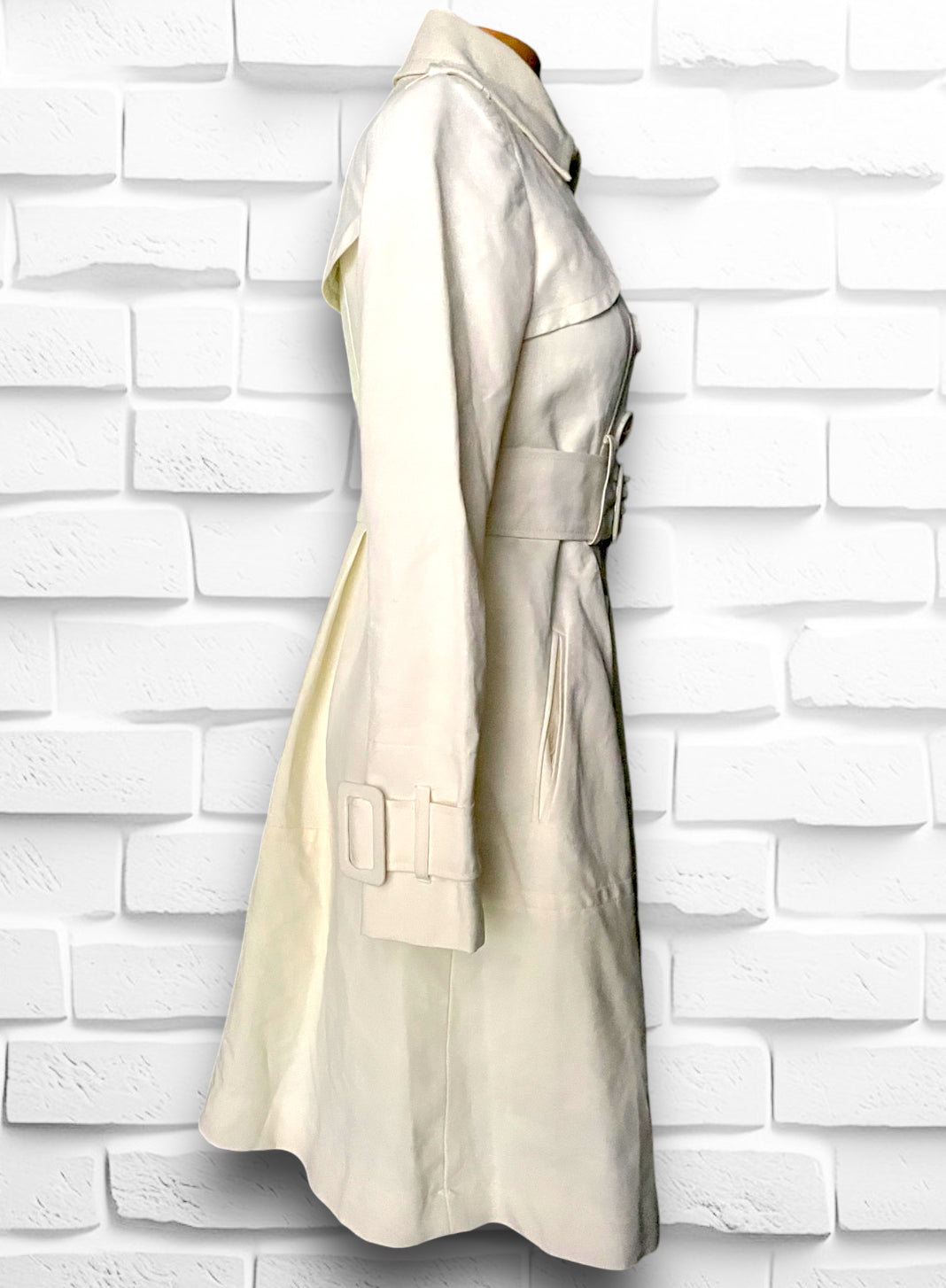 Vintage 1990’s XOXO Cream Dress Cut Belted Trench Coat