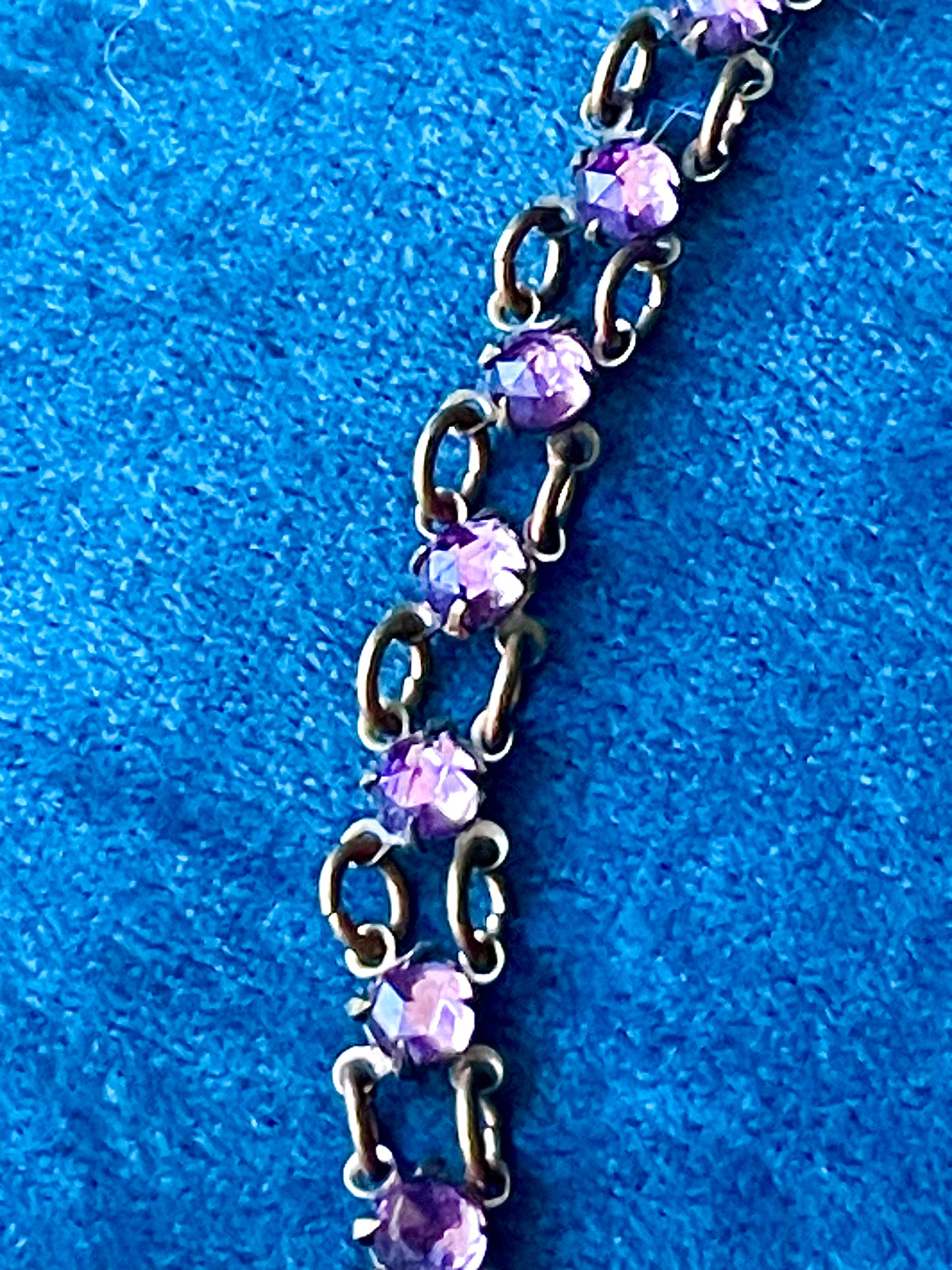 Victorian Book Link Purple Crystal Brass Filigree Choker Necklace