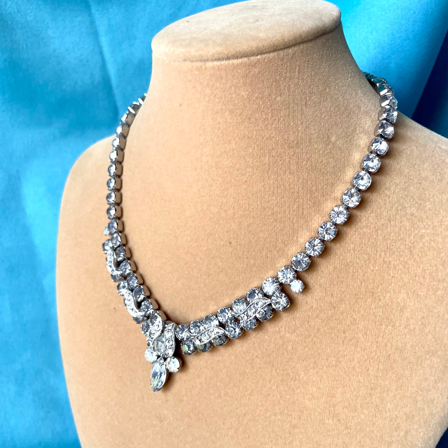 Weiss Designer Crystal Rhinestone Choker Necklace & Kramer Earrings Set
