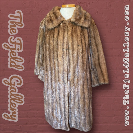 Vintage Long Brown Collared Mink Fur Coat