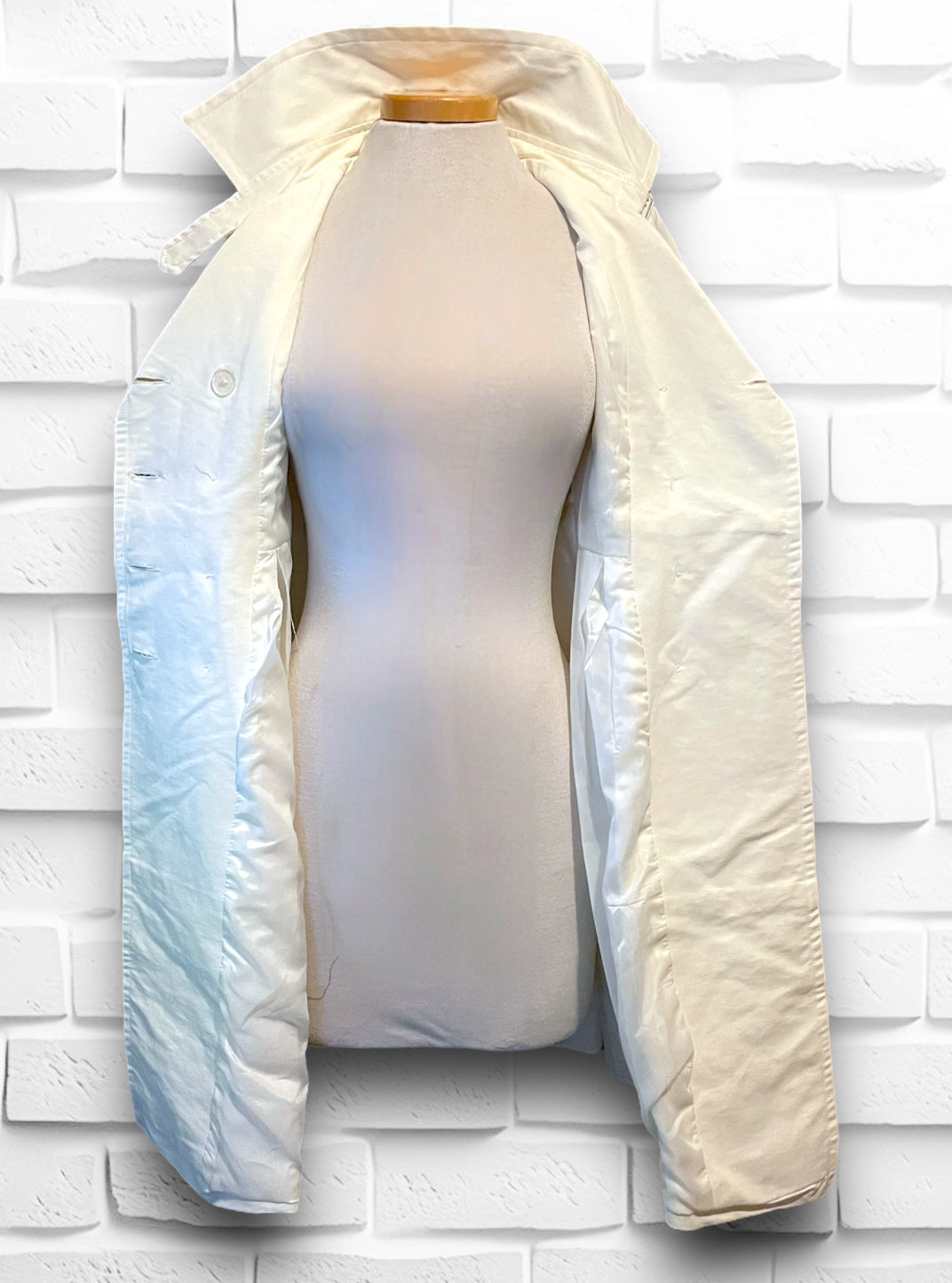 Vintage 1990’s XOXO Cream Dress Cut Belted Trench Coat