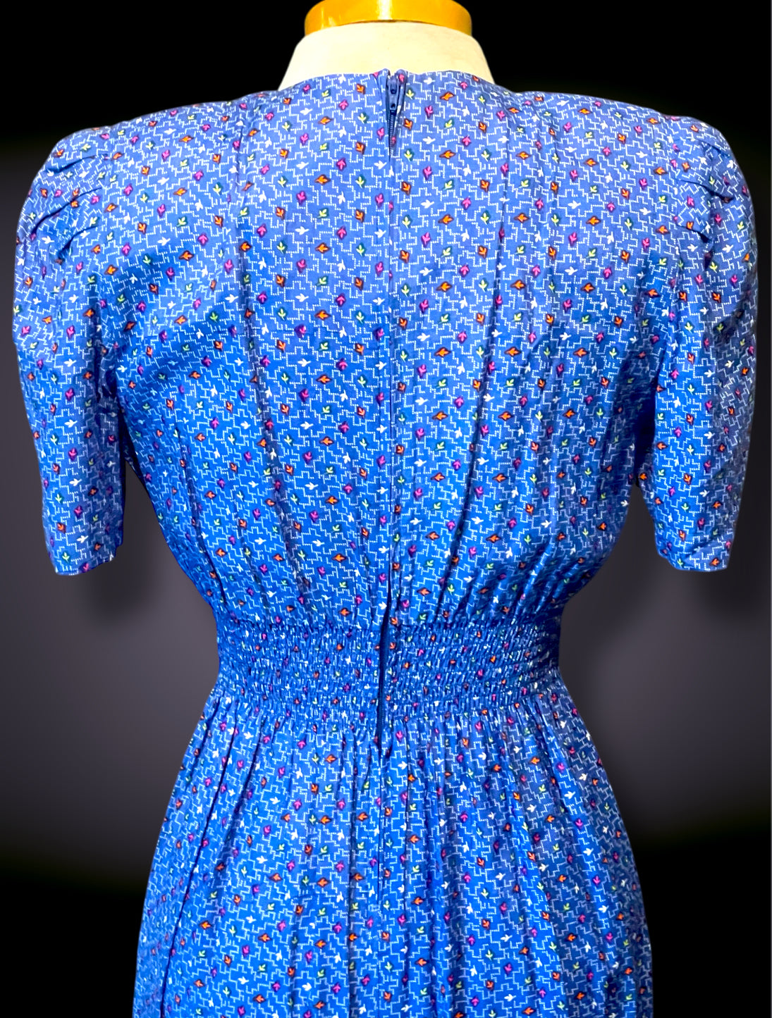 Vintage 1960’s Blue, Pink, Orange, Yellow & White Arrow Pattern Shift Dress