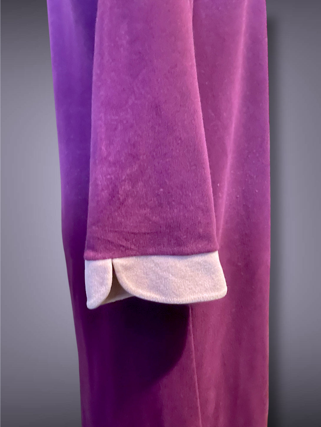 1970’s Vanity Fair Long Sleeve Purple & Pink Stripe Fuzzy House Coat Dress