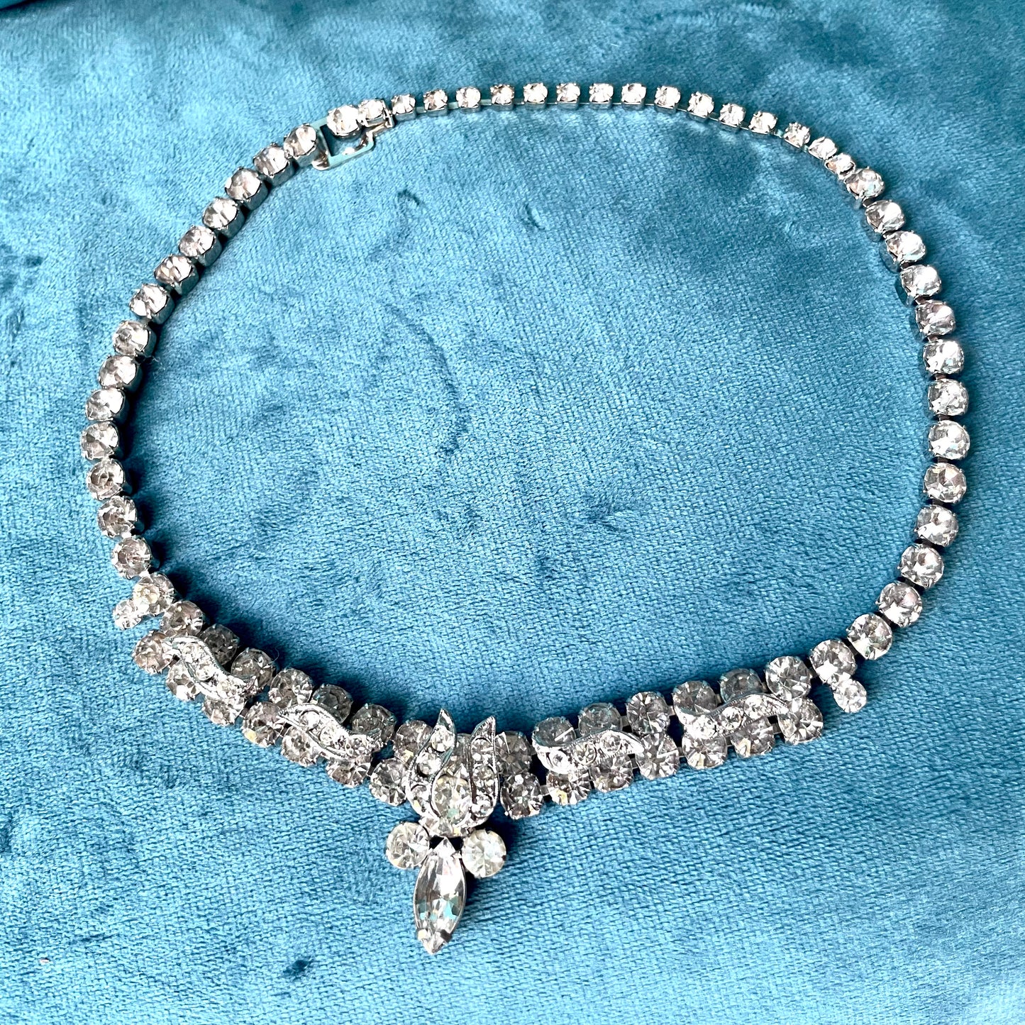 Weiss Designer Crystal Rhinestone Choker Necklace & Kramer Earrings Set