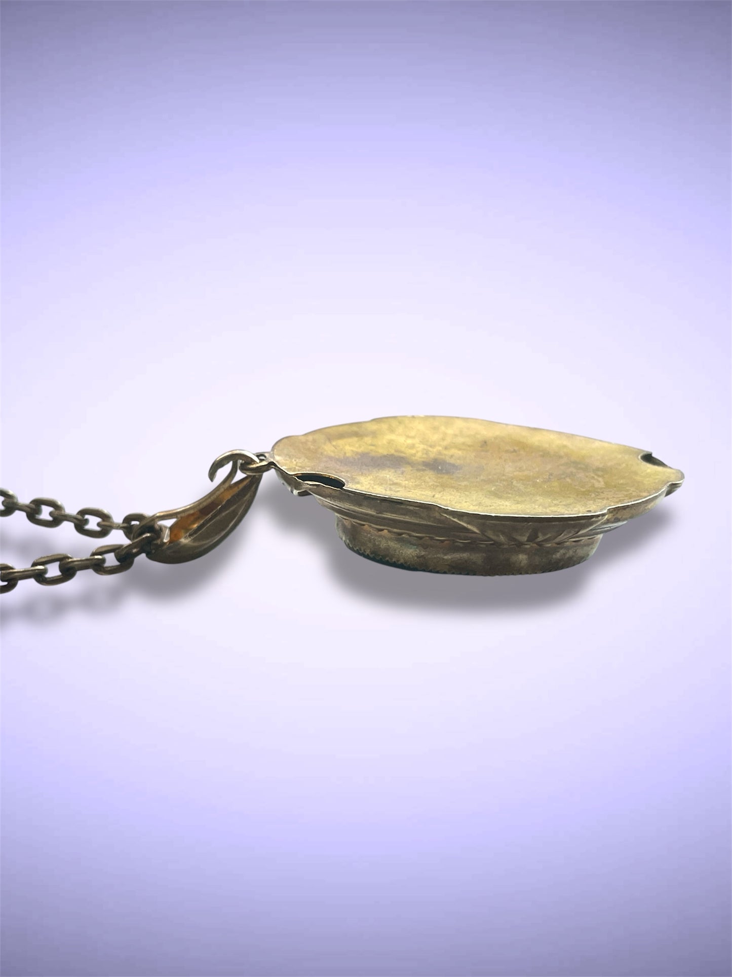 Antique Victorian Gilded Brass Repoussé Hollowwork Black Mourning Cameo Necklace