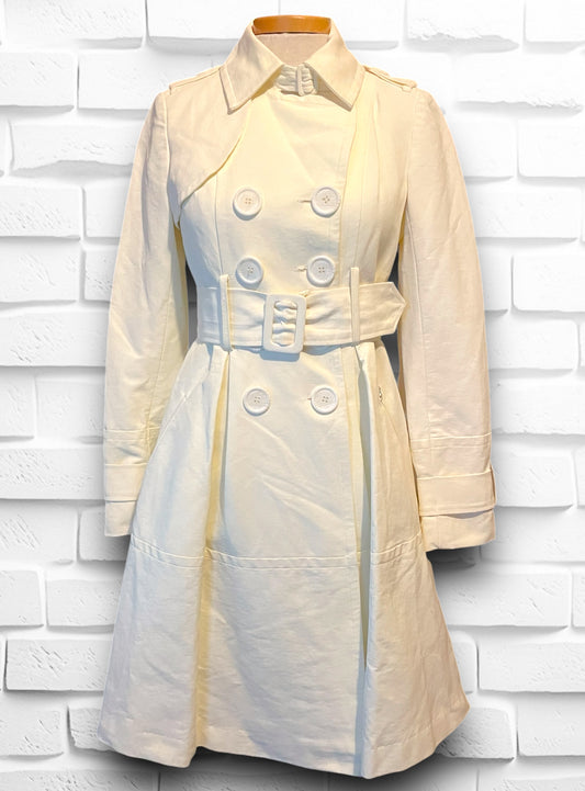 Vintage 1990’s XOXO Cream Dress Cut Belted Trench Coat