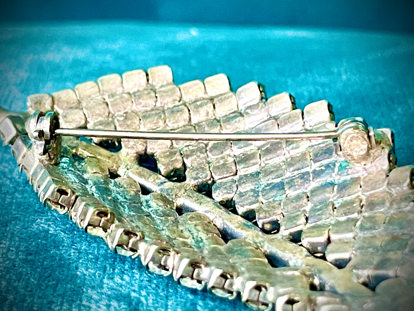 Juliana Vintage Crystal Rhinestone Silver Leaf Brooch