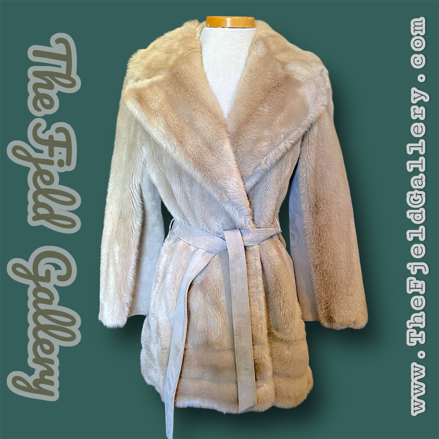 1960’s Tan Beige Suede Leather & Faux Fur Overcoat London Leather by Lilli Ann