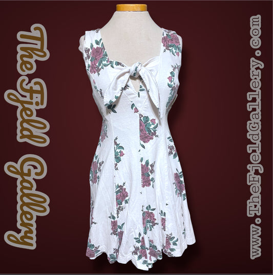 1990’s White & Purple Rose Print Tank Top Romper Jumpsuit