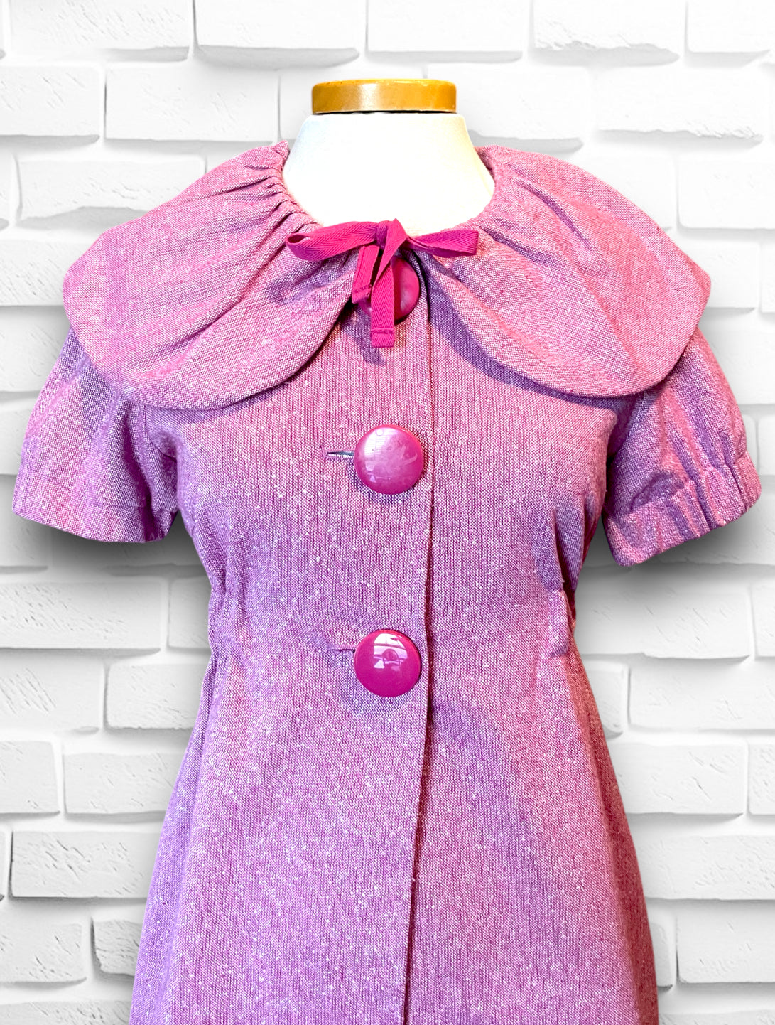 Vintage Pink Tweed Kensie Girl Short Sleeved Overcoat Dress