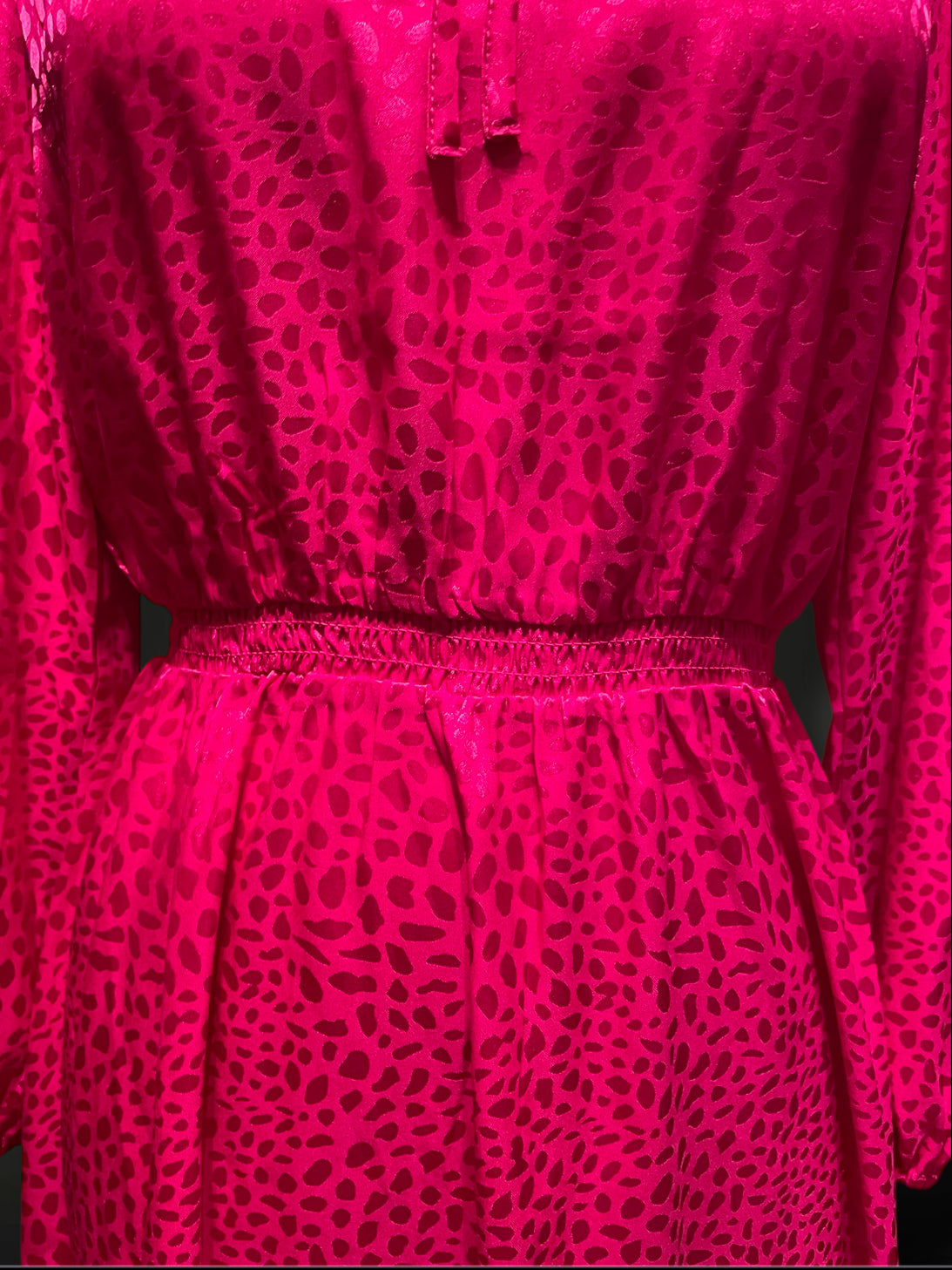 Vintage 1980’s Pink Magenta Shiny Leopard Print Elastic Waist Dress
