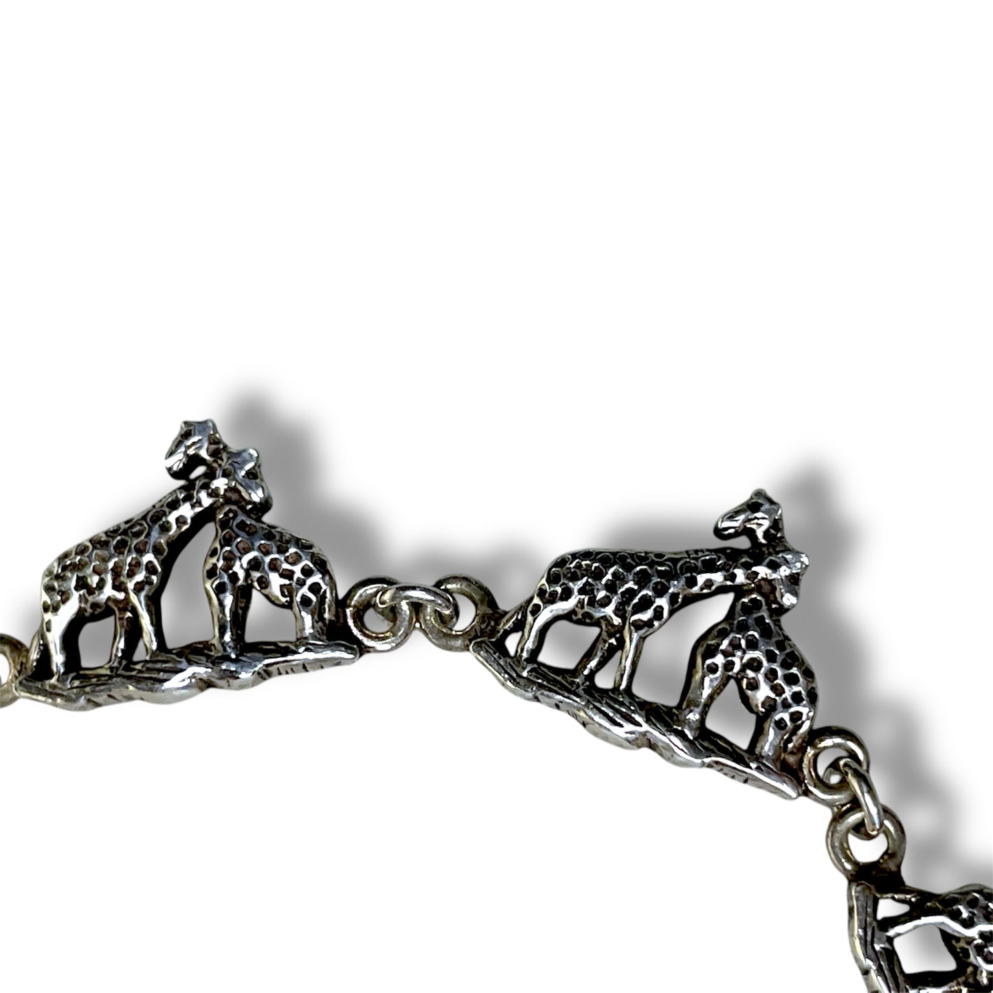 Vintage Sterling Silver Mother & Child Giraffe Link Bracelet