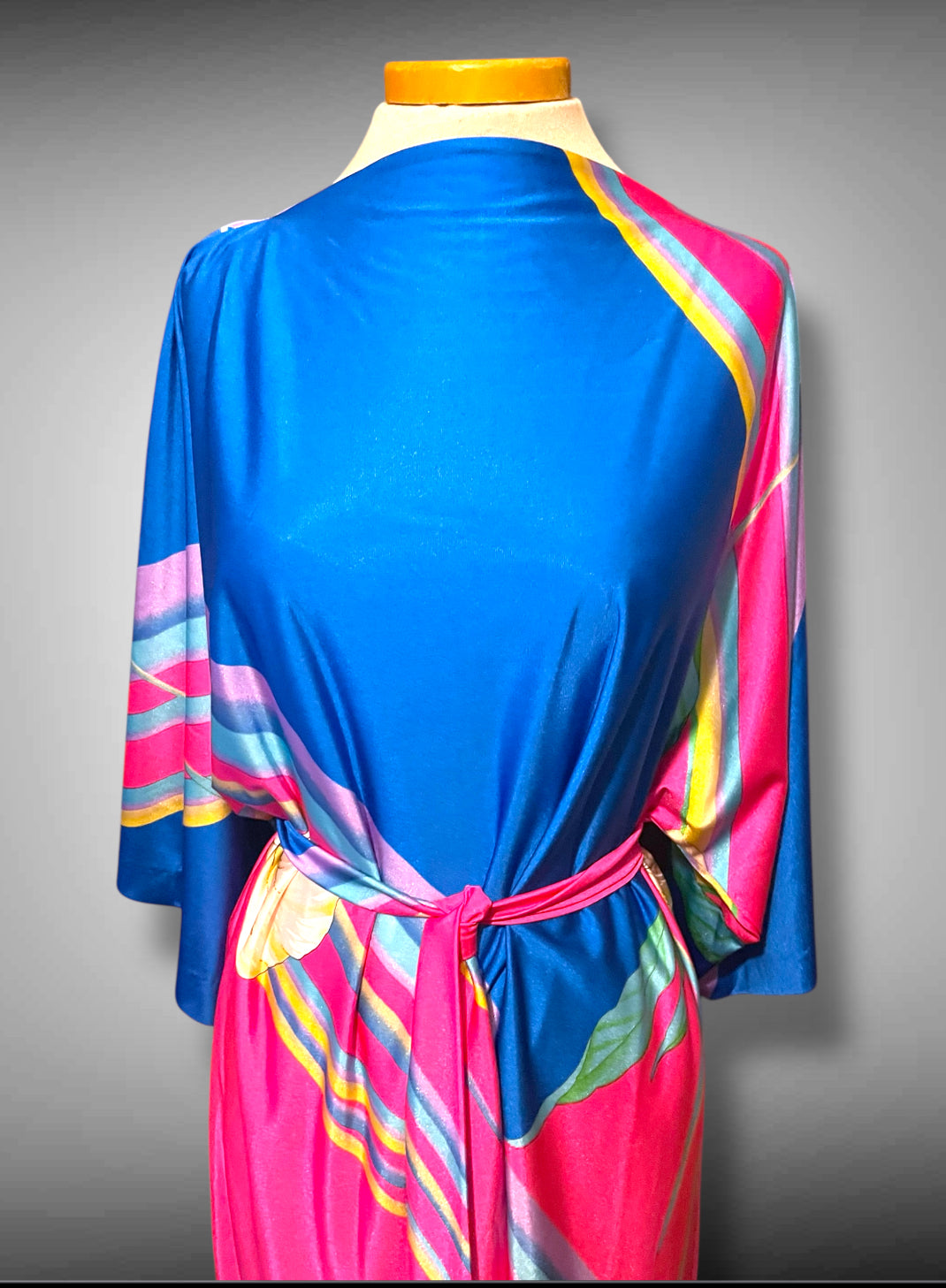 1960’s Belted Kaftan House Dress Tropical Retro Maxi Dress