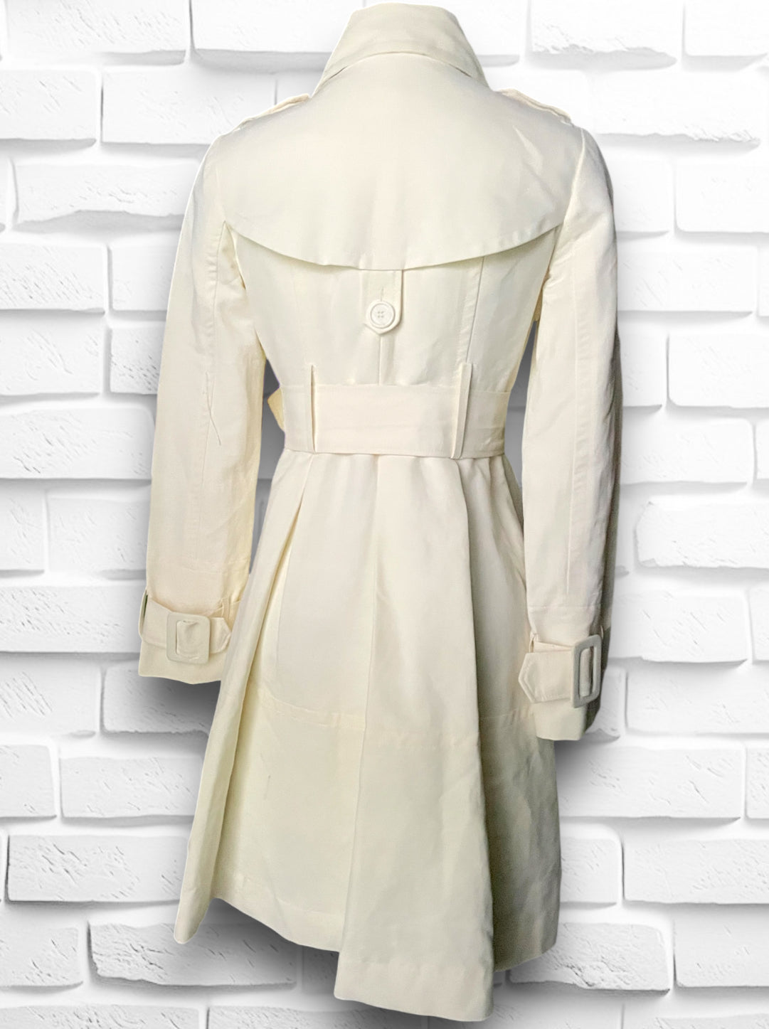 Vintage 1990’s XOXO Cream Dress Cut Belted Trench Coat