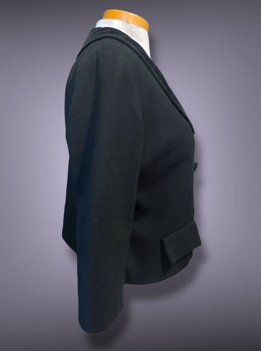 1930’s Black Velvet Collar Double Breasted Crop 3/4 Sleeve Jacket