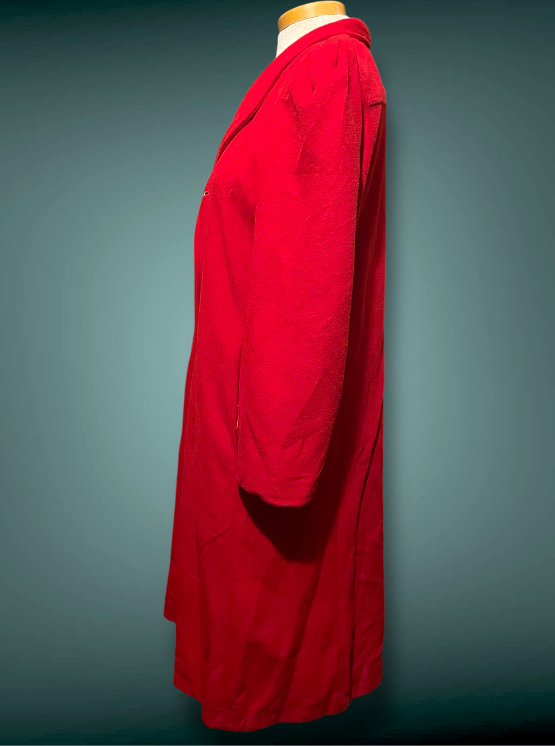 1960’s Red Faux Cashmere Long Wellington Overcoat