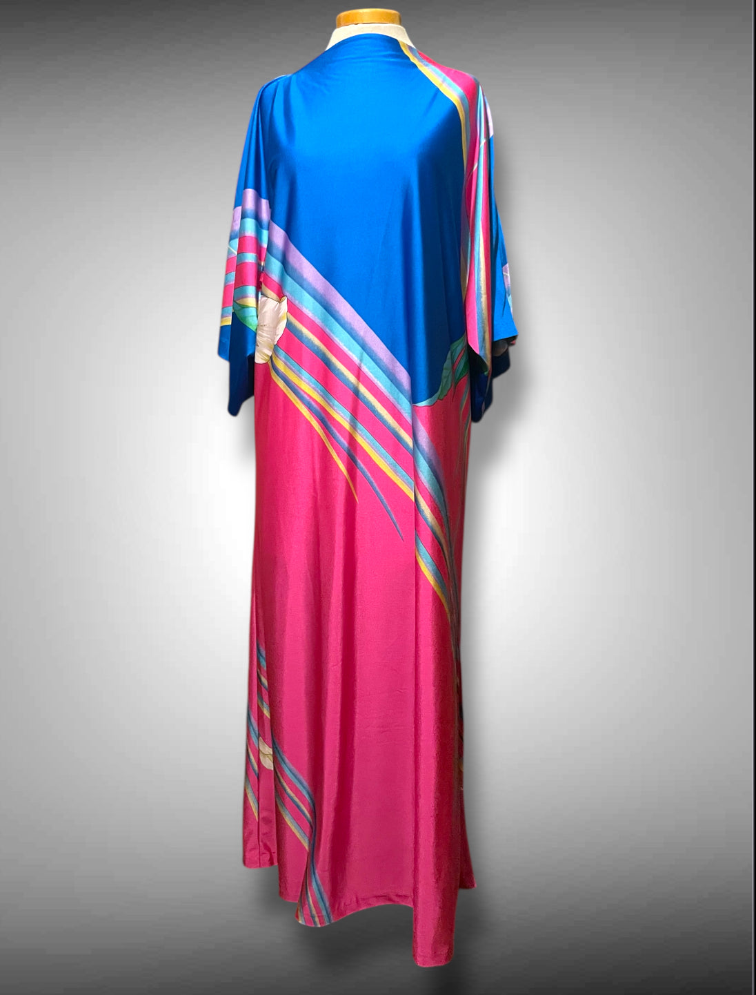1960’s Belted Kaftan House Dress Tropical Retro Maxi Dress