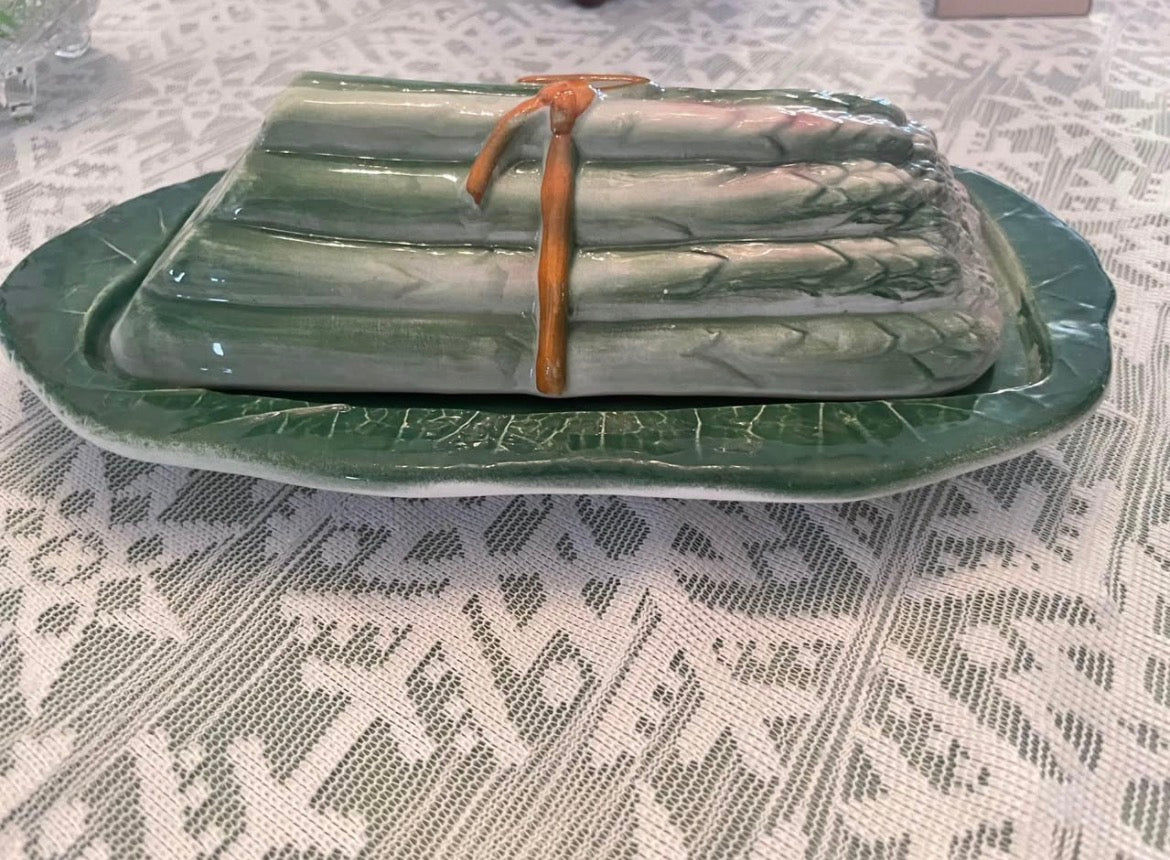 Vintage Bresolin Asparagus Butter Dish Made in Italy & numbered