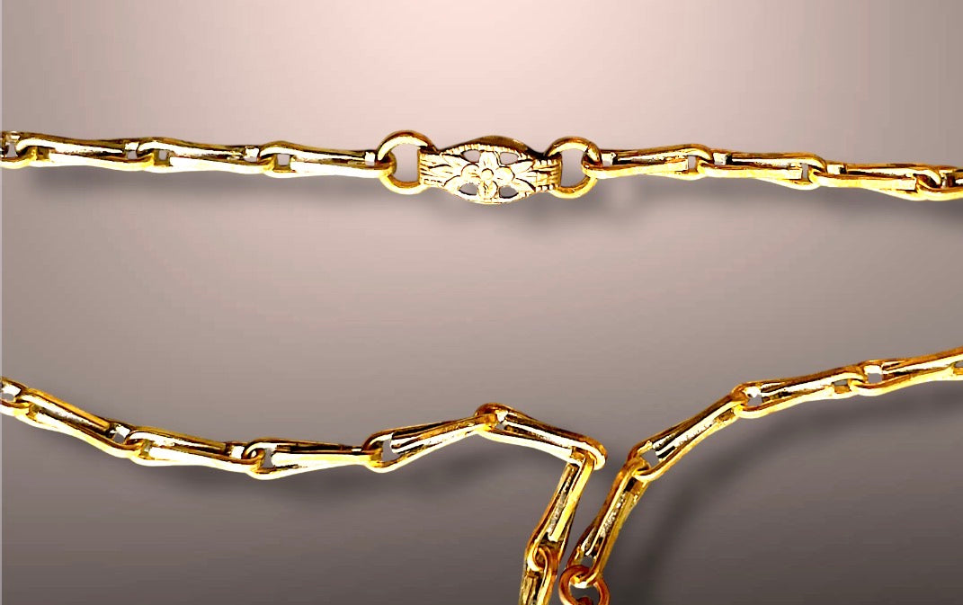 Gorgeous Antique Smokey Green Czech Art Glass Brass Floral Jade Gemstone Necklace