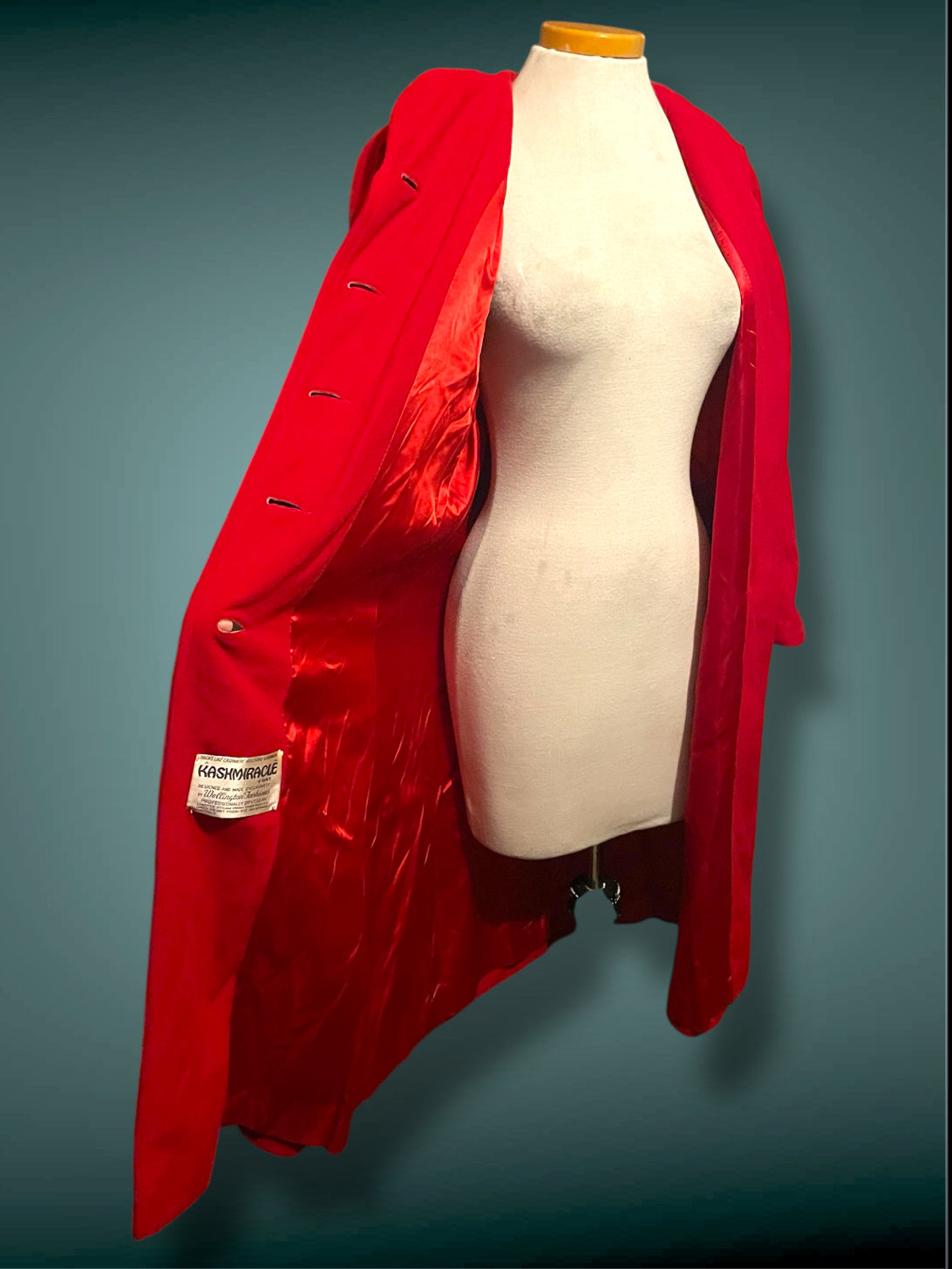 1960’s Red Faux Cashmere Long Wellington Overcoat