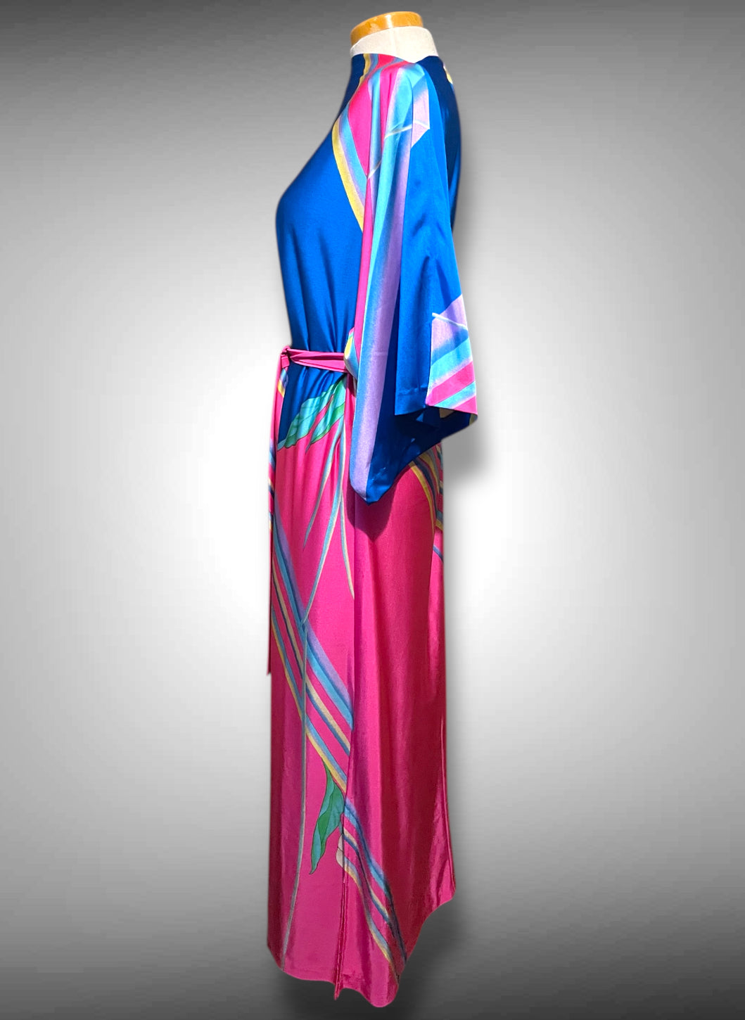 1960’s Belted Kaftan House Dress Tropical Retro Maxi Dress