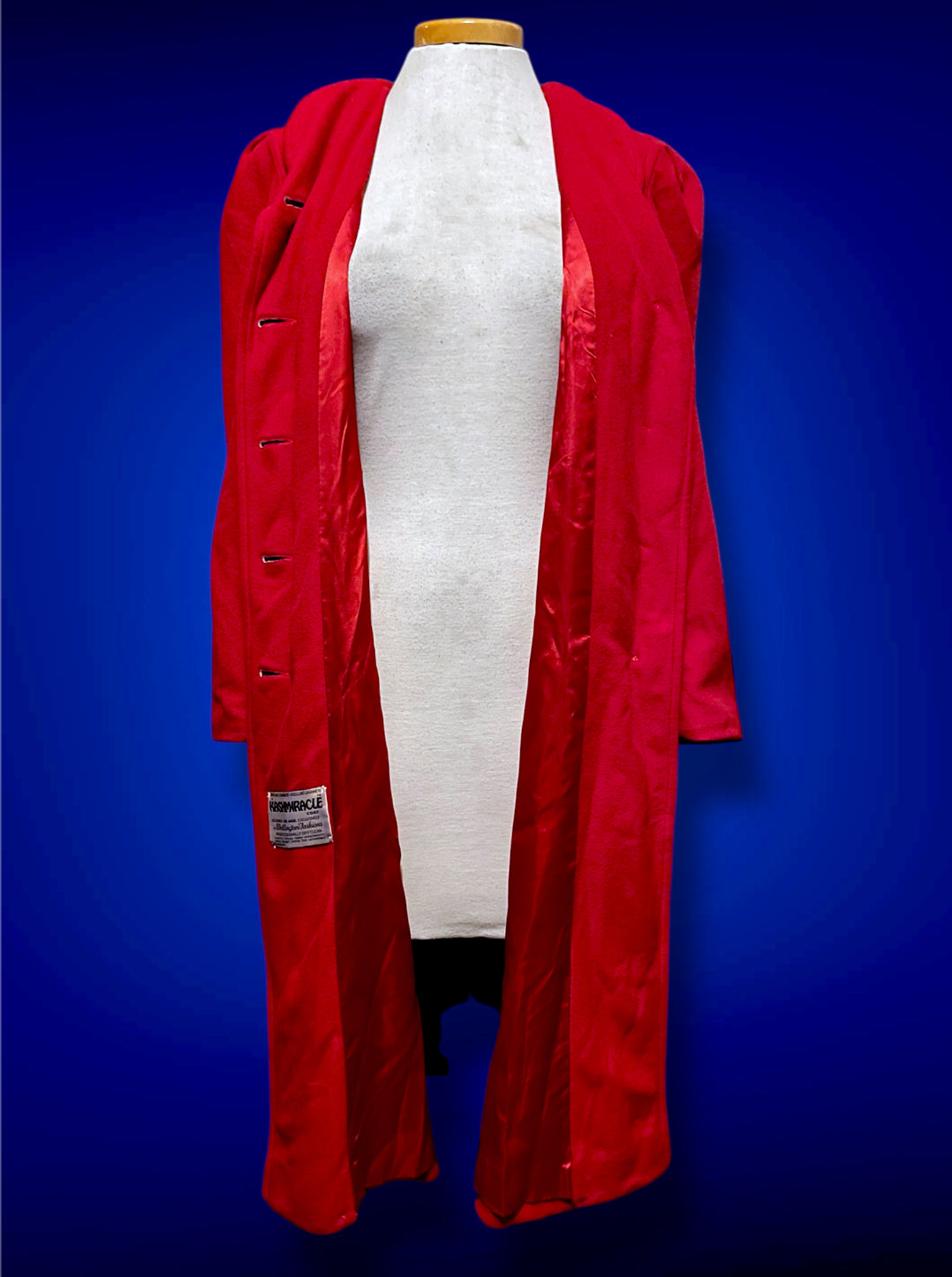 1960’s Red Faux Cashmere Long Wellington Overcoat