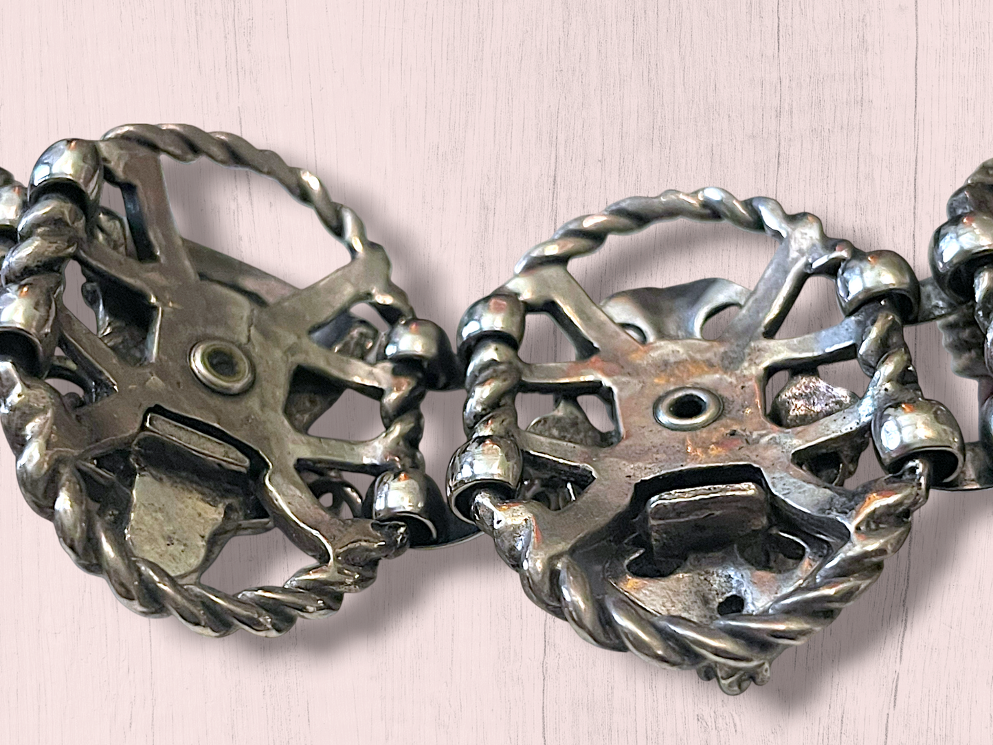 Vintage Selro & Selini African Headdress Face Panel Link Bracelet