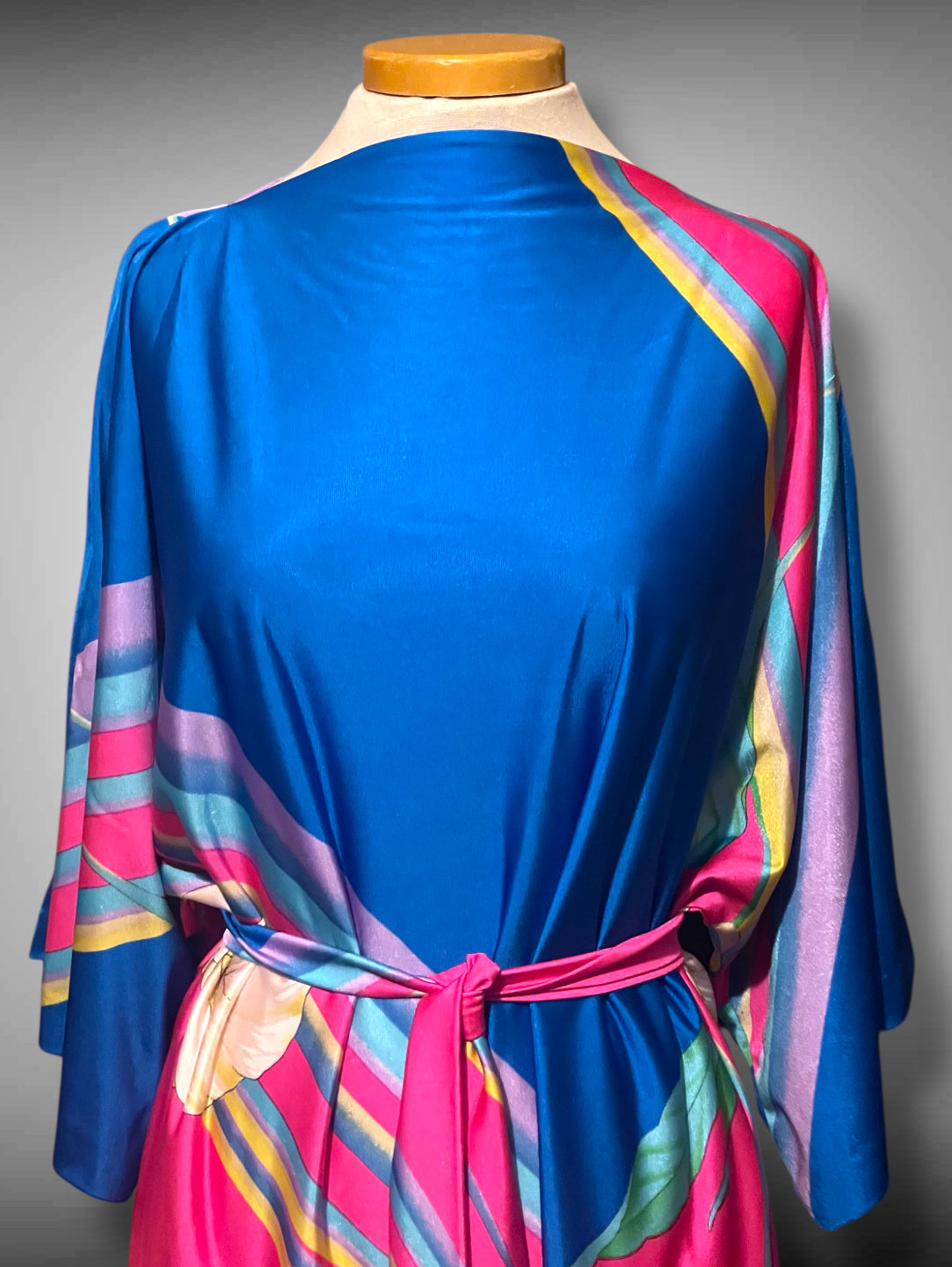 1960’s Belted Kaftan House Dress Tropical Retro Maxi Dress