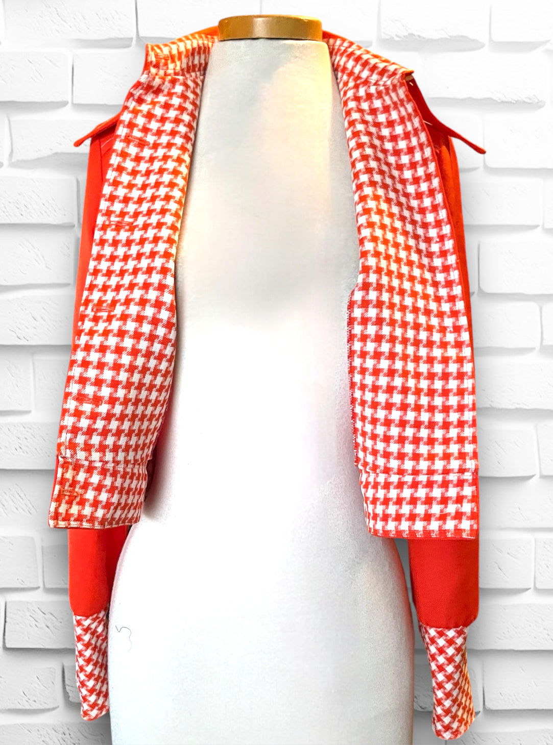 1960’s Judy Wayne Bright Orange & White Plaid Jacket