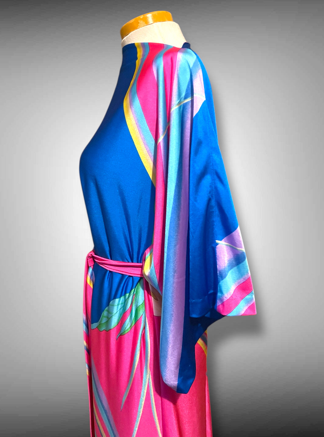 1960’s Belted Kaftan House Dress Tropical Retro Maxi Dress