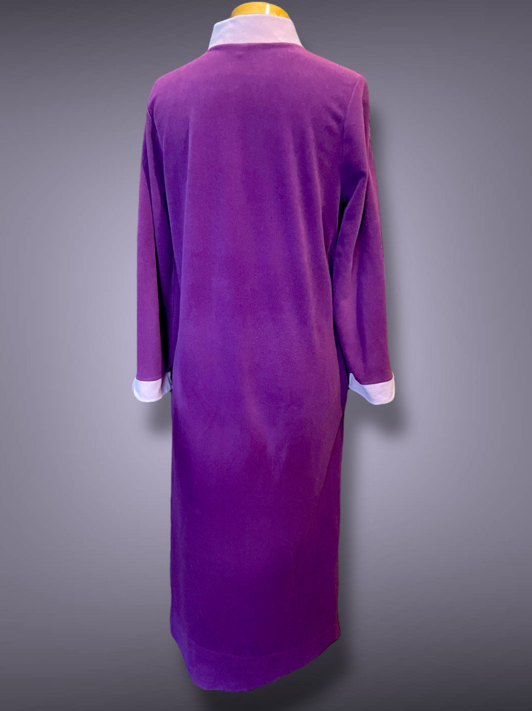 1970’s Vanity Fair Long Sleeve Purple & Pink Stripe Fuzzy House Coat Dress