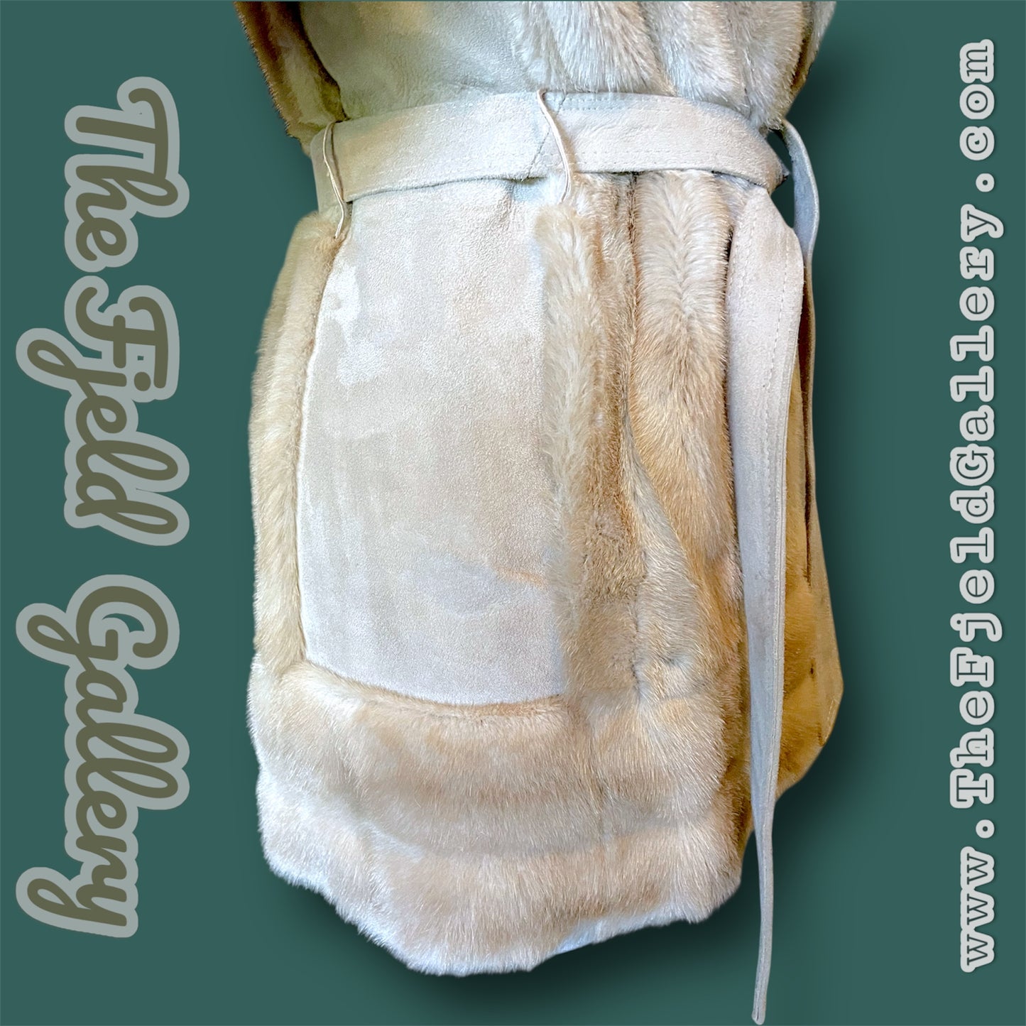 1960’s Tan Beige Suede Leather & Faux Fur Overcoat London Leather by Lilli Ann