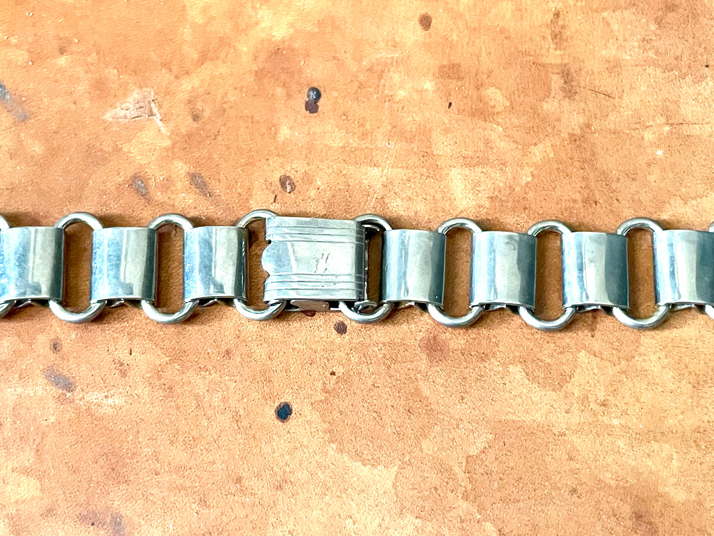 Victorian Chunky Silver Book-link Chain, Blue Lapis & Turquoise Art Glass & Crystal Rhinestone Collar Necklace