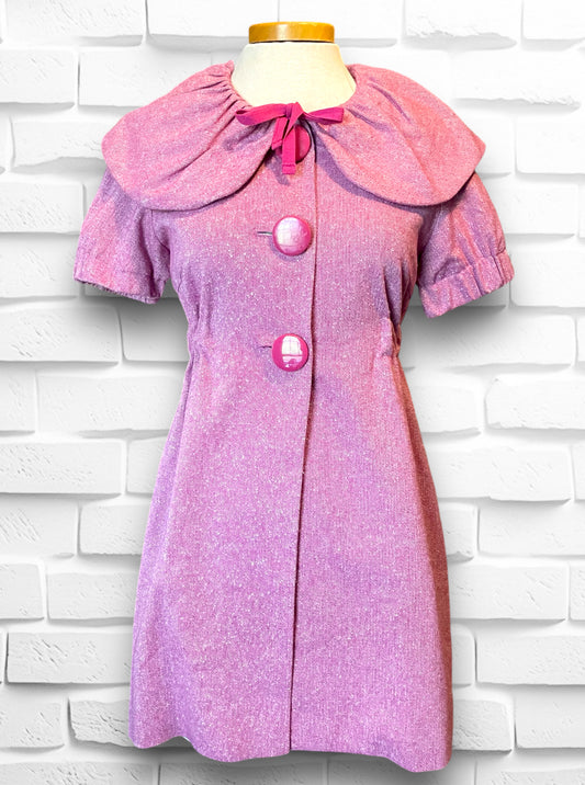 Vintage Pink Tweed Kensie Girl Short Sleeved Overcoat Dress