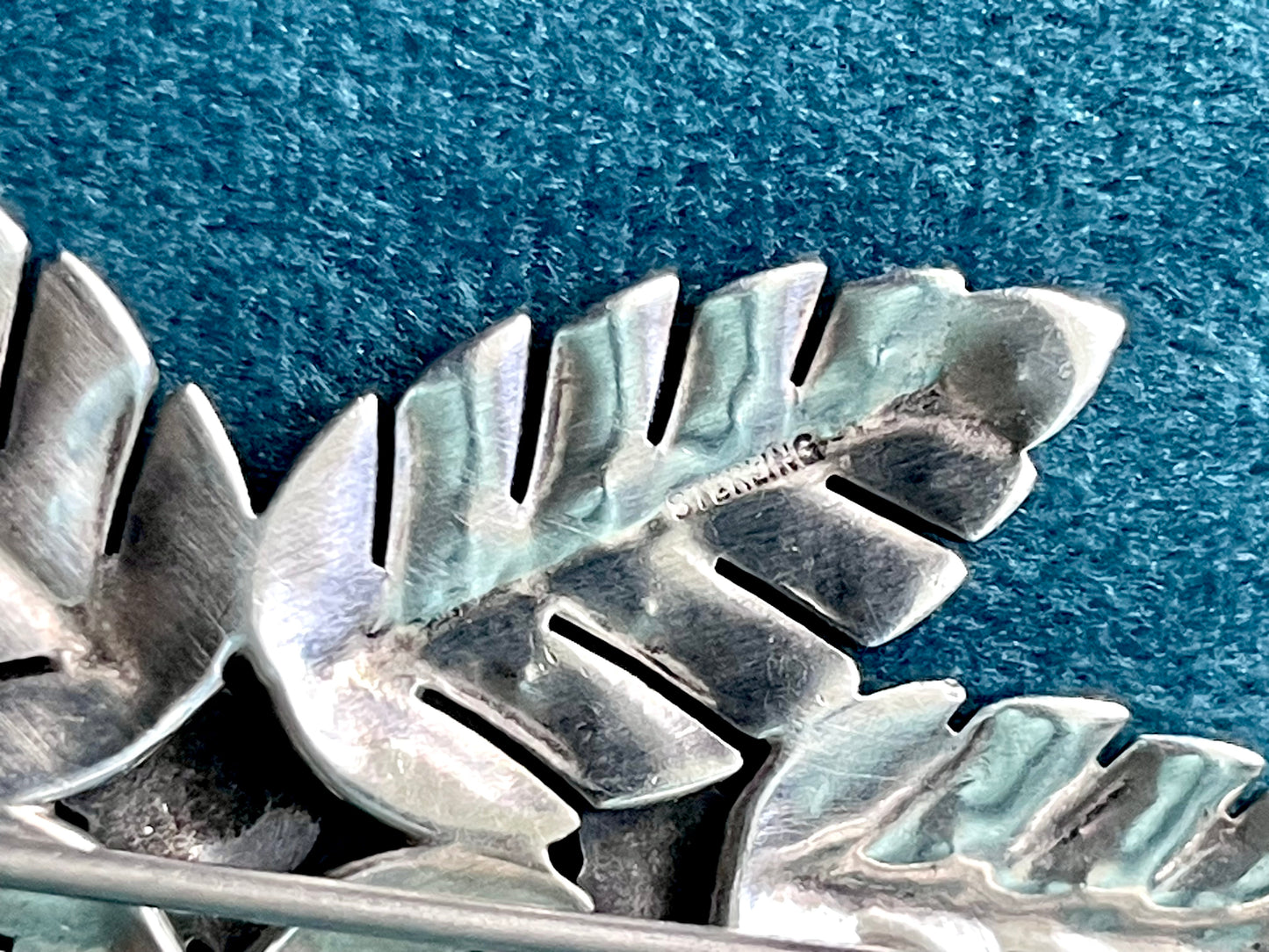 Sterling Silver & Marcasite Flower & Leaves Brooch