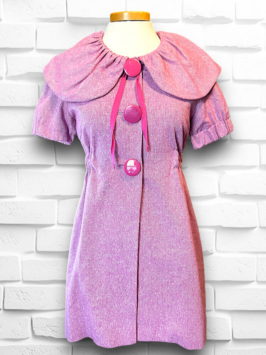 Vintage Pink Tweed Kensie Girl Short Sleeved Overcoat Dress