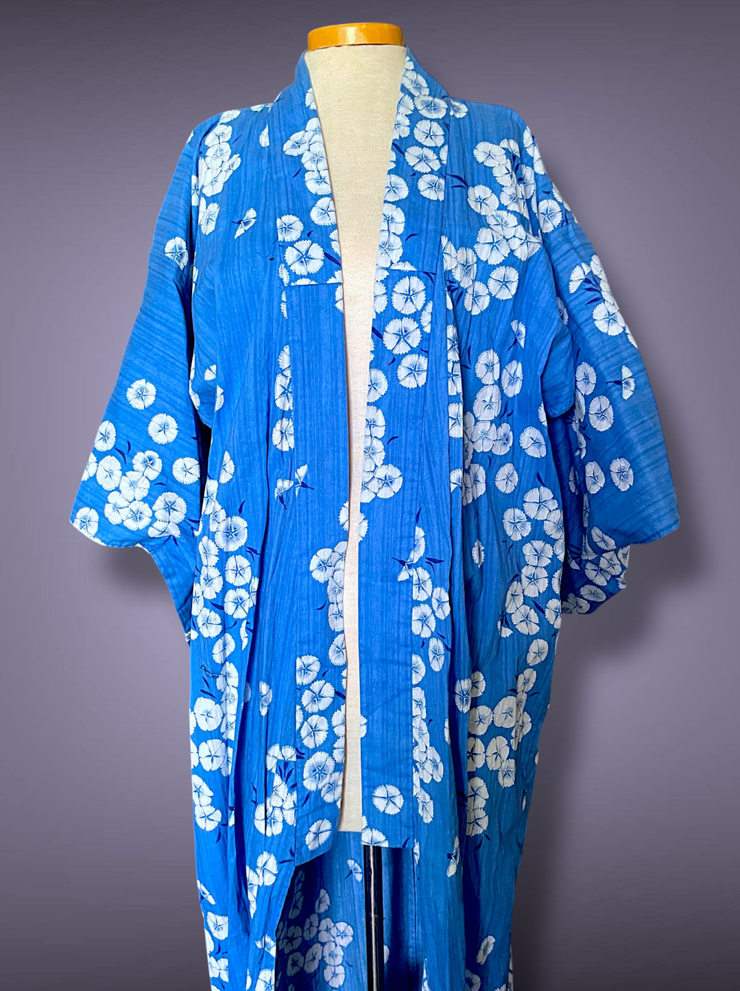 Vintage 1960’s Blue & White Cherry Blossom Flower Print Kimono