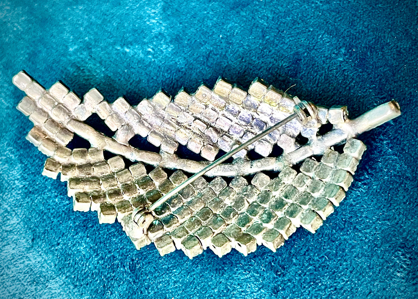 Juliana Vintage Crystal Rhinestone Silver Leaf Brooch