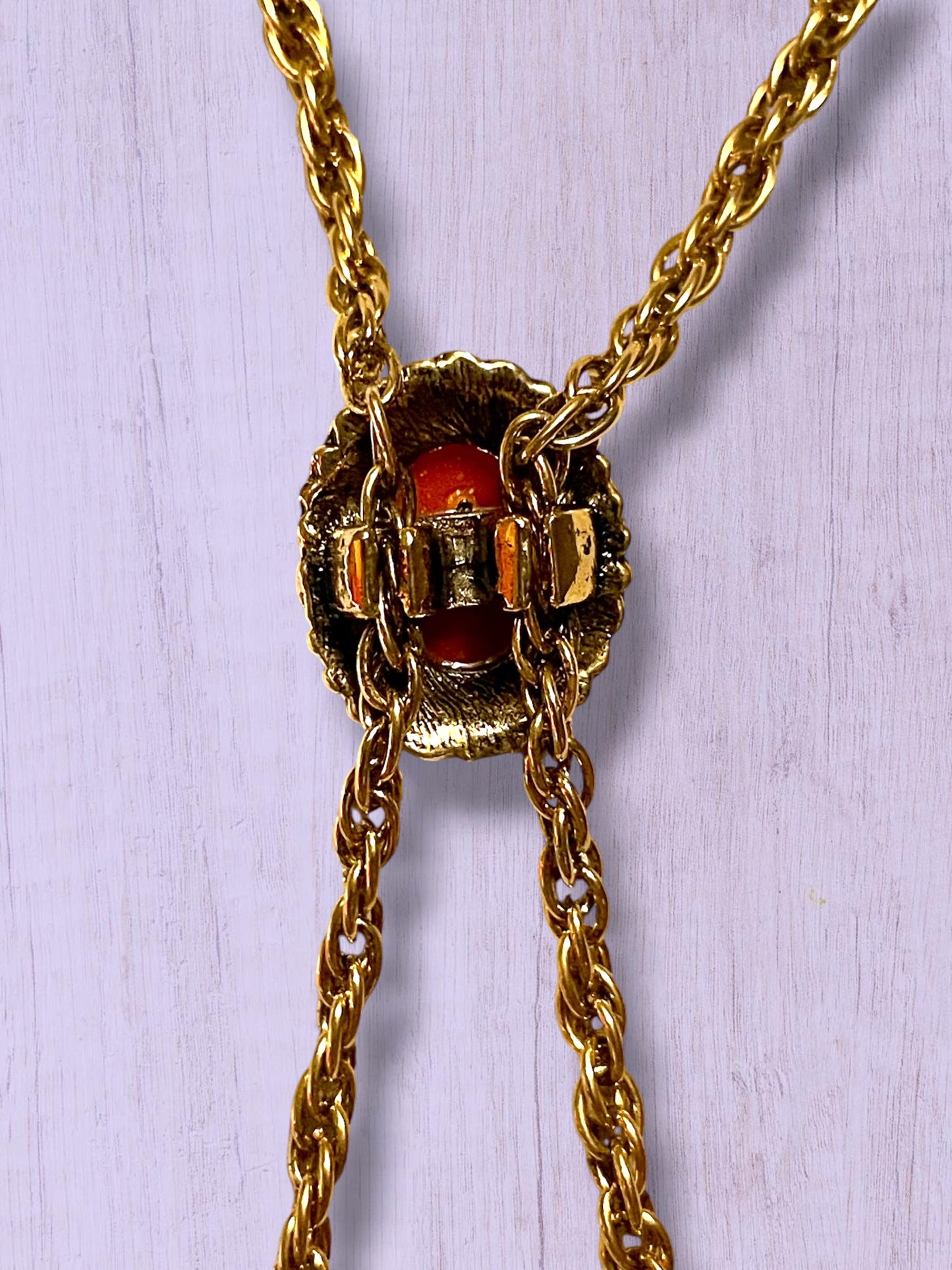 Ornate Victorian Rococo Revival Double Cameo Drop Pearl Necklace