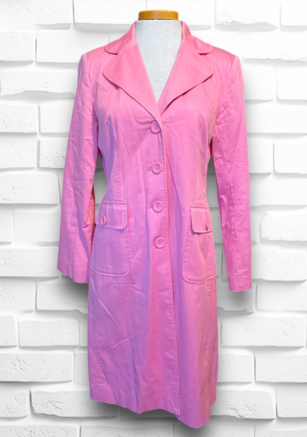 Vintage Baby Pink Long Trench Coat