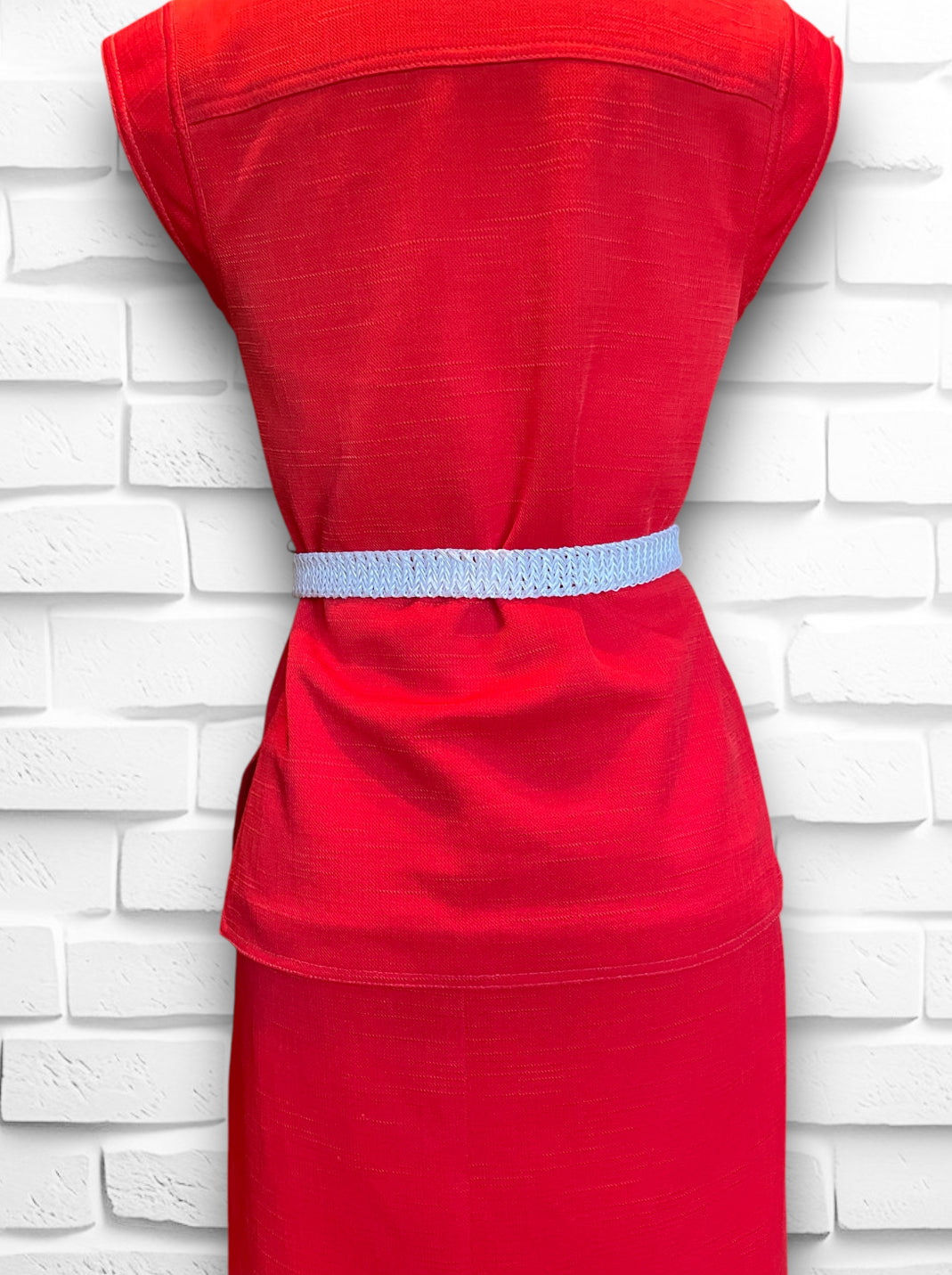 1970’s Red Polyester Linen Skirt & Sleeveless Top Set