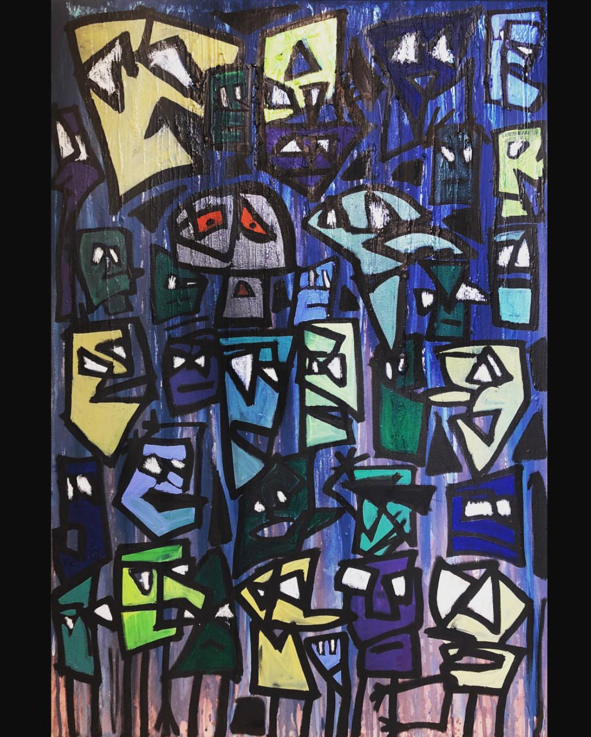 “In a Crowd” Mixed Media on Canvas Painting 36”x 24”