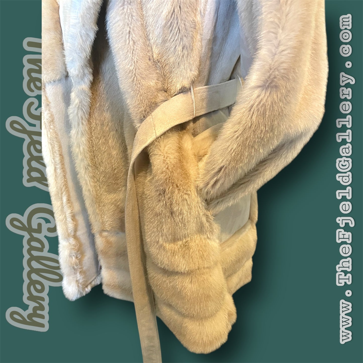 1960’s Tan Beige Suede Leather & Faux Fur Overcoat London Leather by Lilli Ann