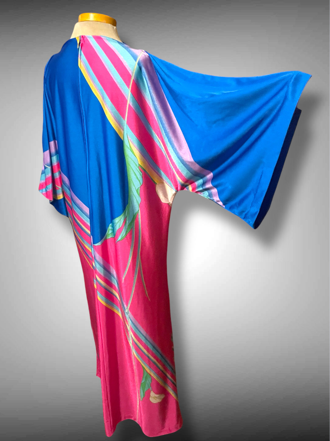 1960’s Belted Kaftan House Dress Tropical Retro Maxi Dress