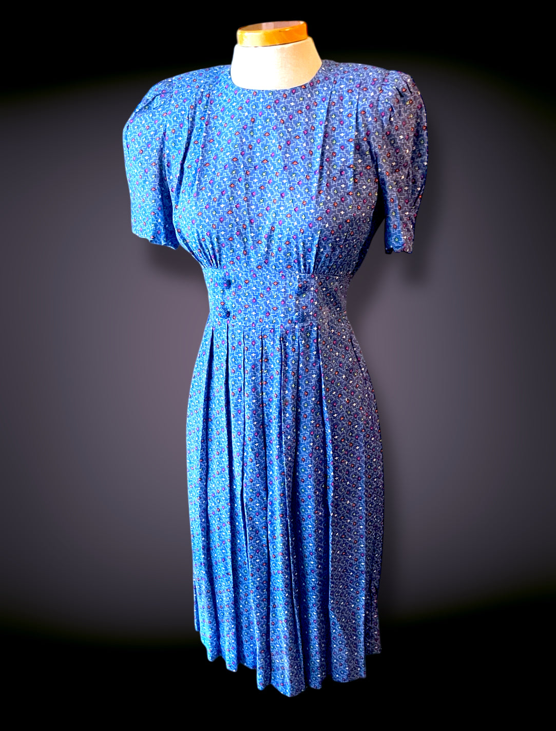 Vintage 1960’s Blue, Pink, Orange, Yellow & White Arrow Pattern Shift Dress