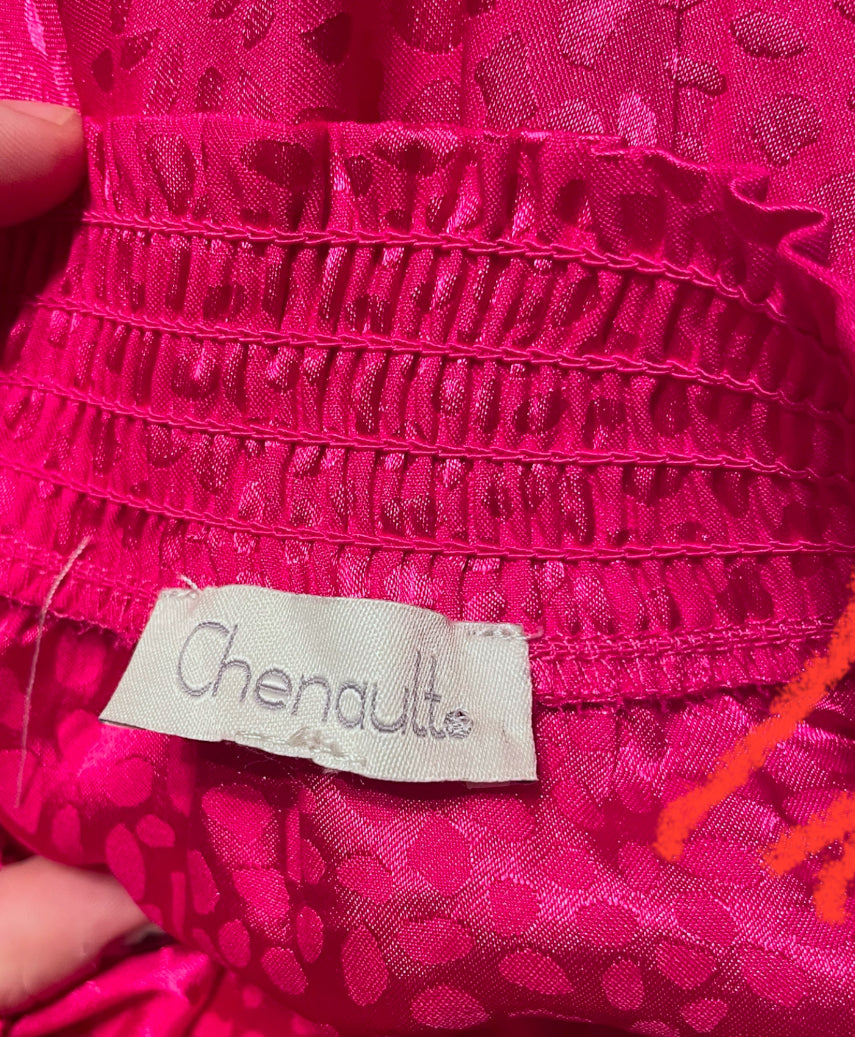 Vintage 1980’s Pink Magenta Shiny Leopard Print Elastic Waist Dress