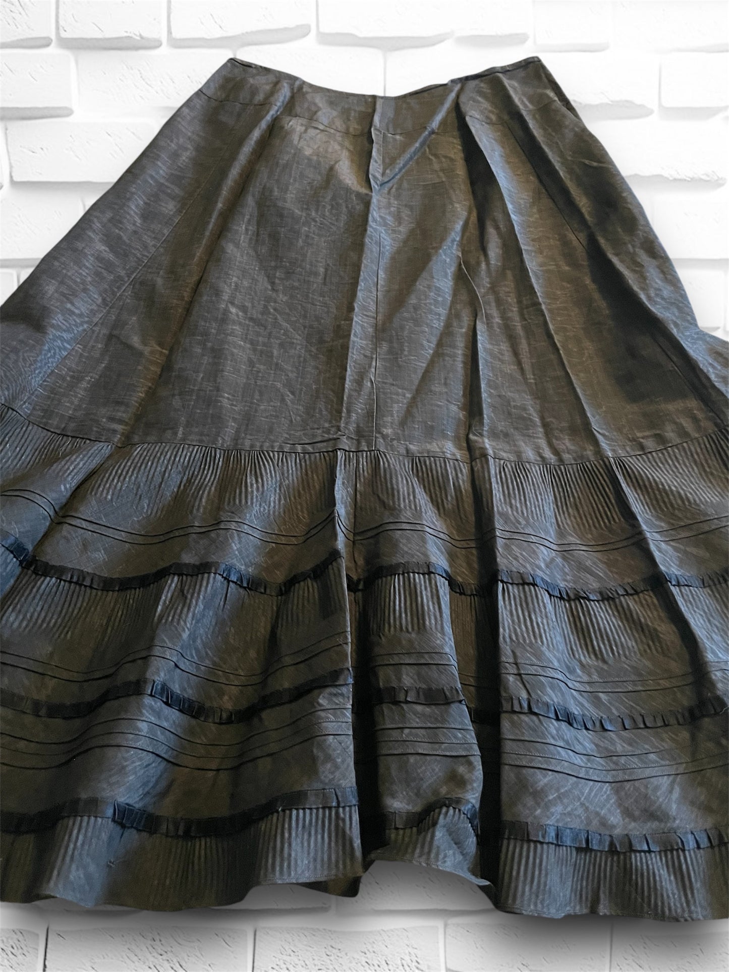 Antique Black Long Victorian Style Ruffled Bottom Skirt