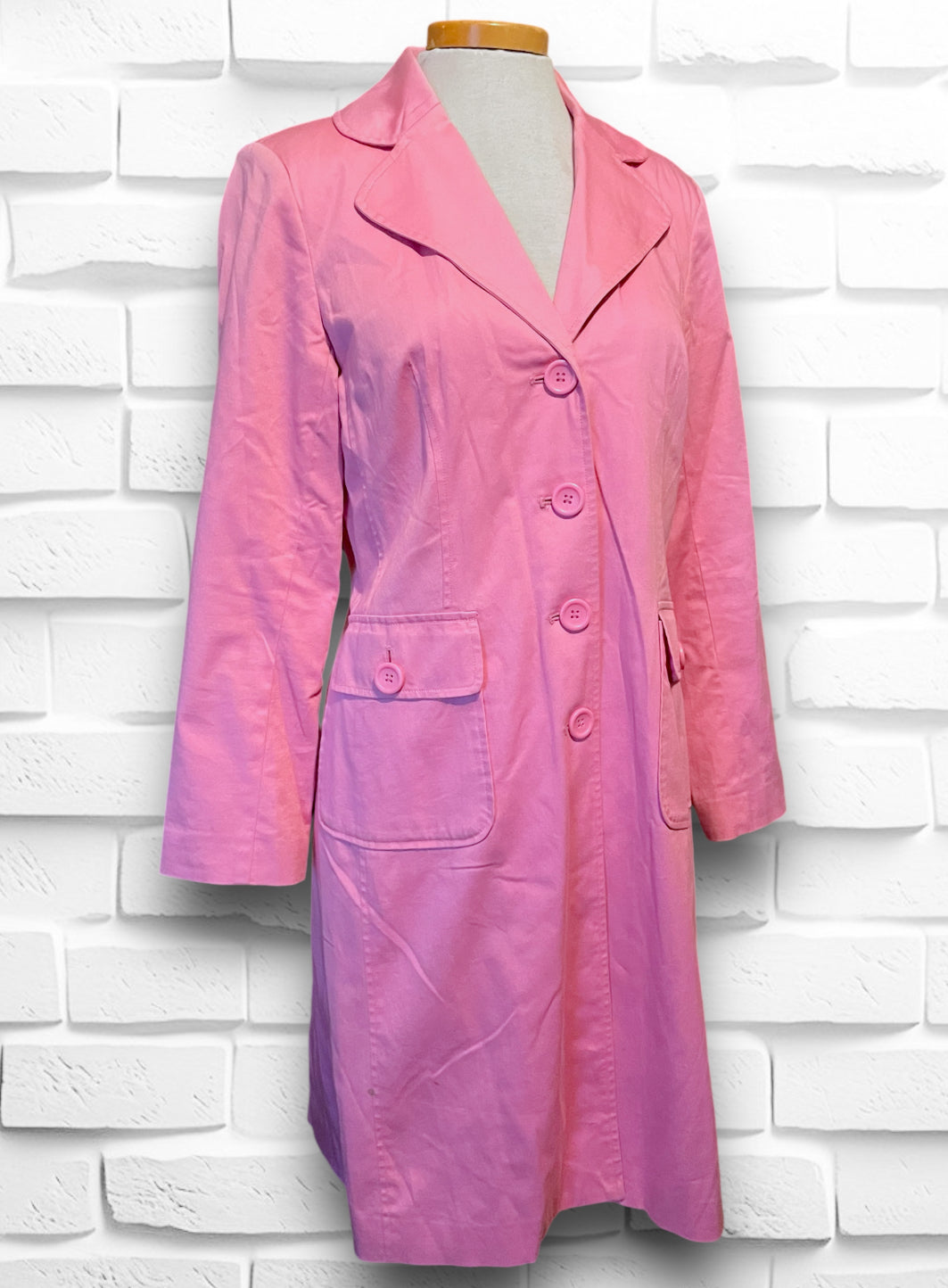 Vintage Baby Pink Long Trench Coat