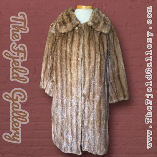 Vintage Long Brown Collared Mink Fur Coat